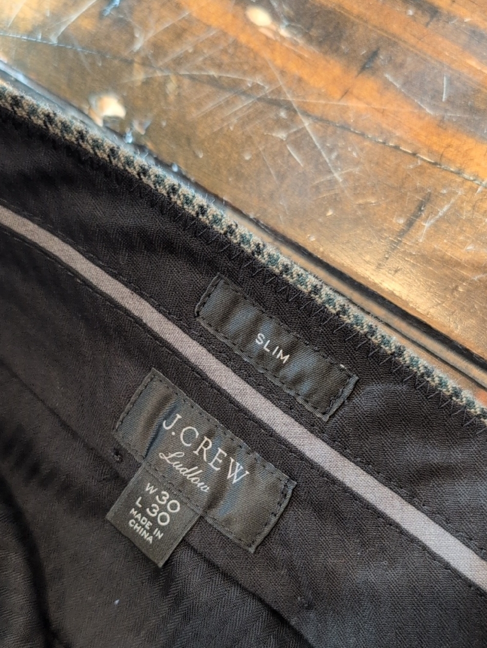 J. Crew Ludlow Slim Fit Trouser Houndstooth Moon British Cloth Wool 30x29.75 - Picture 7 of 10